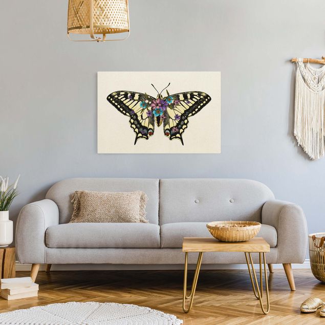 Natural canvas print - Illustration Floral Swallowtail  - Landscape format 3:2