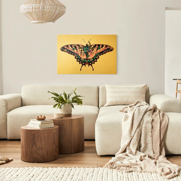 Print on canvas - Illustration Floral Tiger Swallowtail - Landscape format 3x2