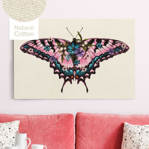 Natural canvas print - Illustration Floral Tiger Swallowtail - Landscape format 3:2