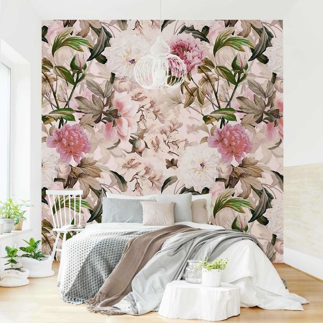 Wallpapers Illustrated Peonies In Light Pink