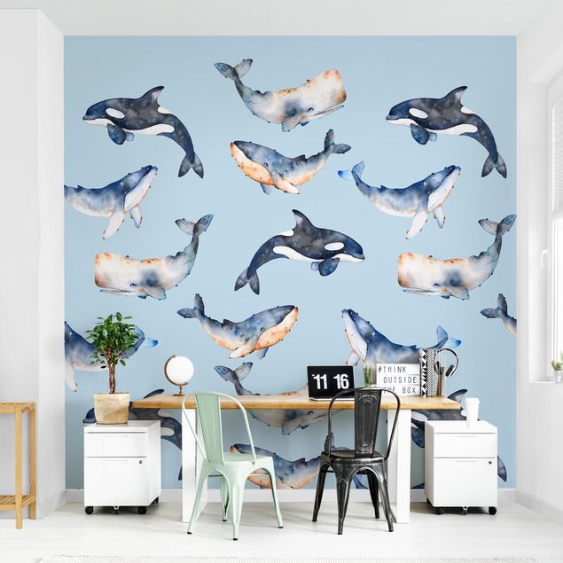 Wallpaper - Illustrated Whale In Watercolour