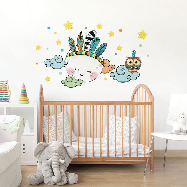 Wall stickers indians Indiander Moon Owl Clouds Stars