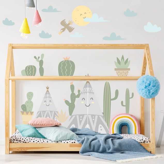 Wall sticker - Indian tents and cacti