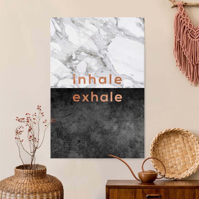 Glas Magnetboard Inhale Exhale Copper And Marble