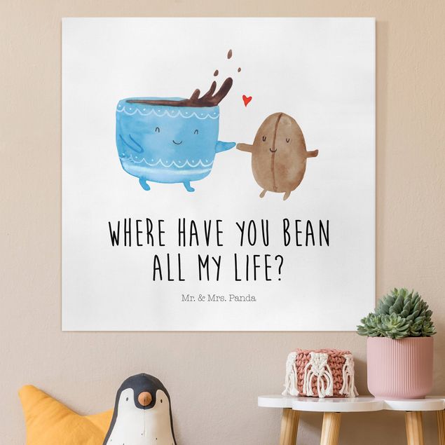 Print on canvas - Mr. & Mrs. Panda - Coffee and Bean