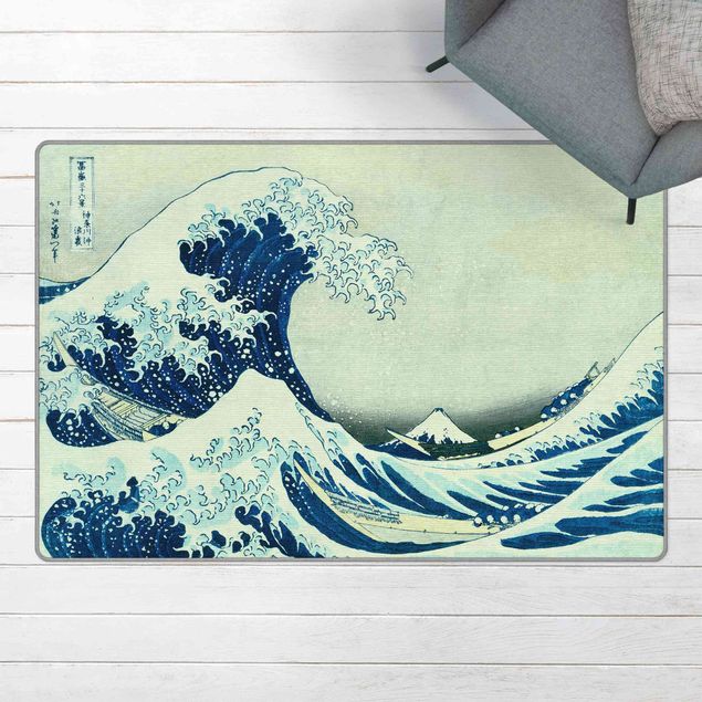 blue area rugs Katsushika Hokusai - The Great Wave At Kanagawa