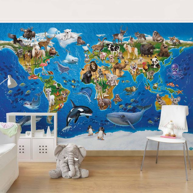 Wallpaper - Animal Club International - World Map With Animals