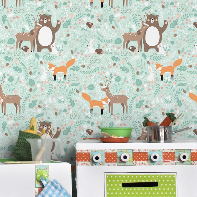 Wallpapers Kids Pattern Forest Friends With Forest Animals