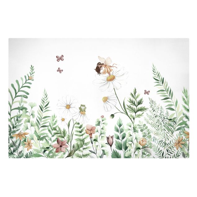 Print on canvas - Little elf in the fairytale meadow - Landscape format 3:2