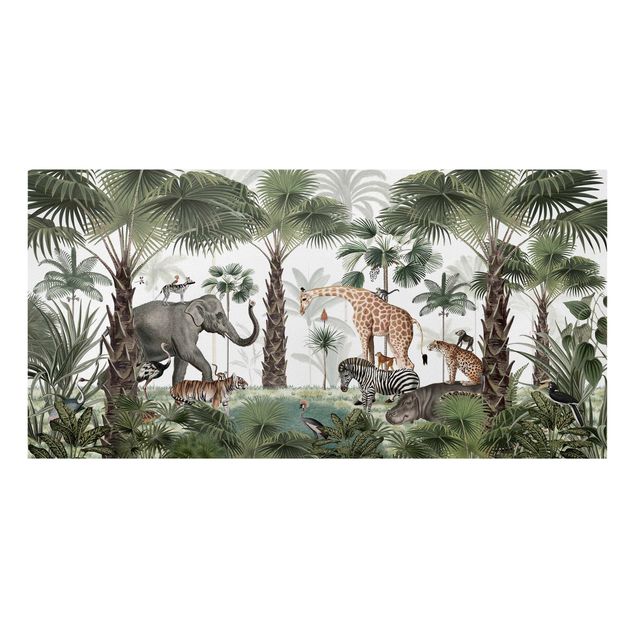 Print on canvas - Kingdom of the jungle animals - Landscape format 2:1