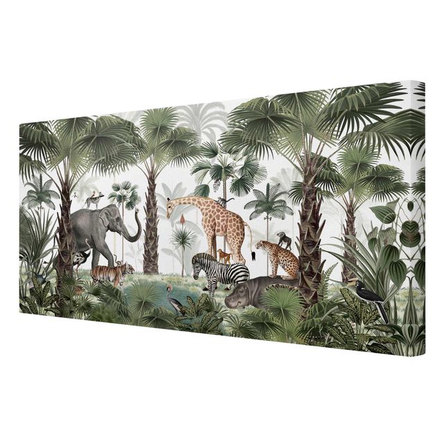 Print on canvas - Kingdom of the jungle animals - Landscape format 2:1