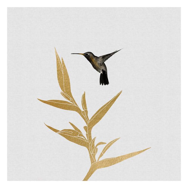 Walpaper - Hummingbird And Tropical Golden Blossom II