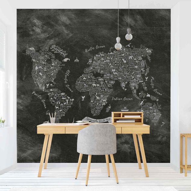 Wallpaper - Chalk Typography World Map