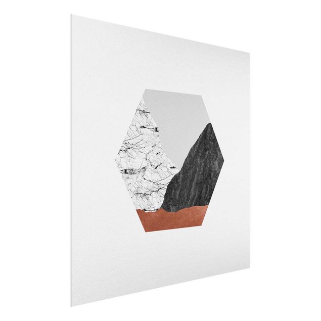 Glass print - Copper Mountains Hexagonal Geometry