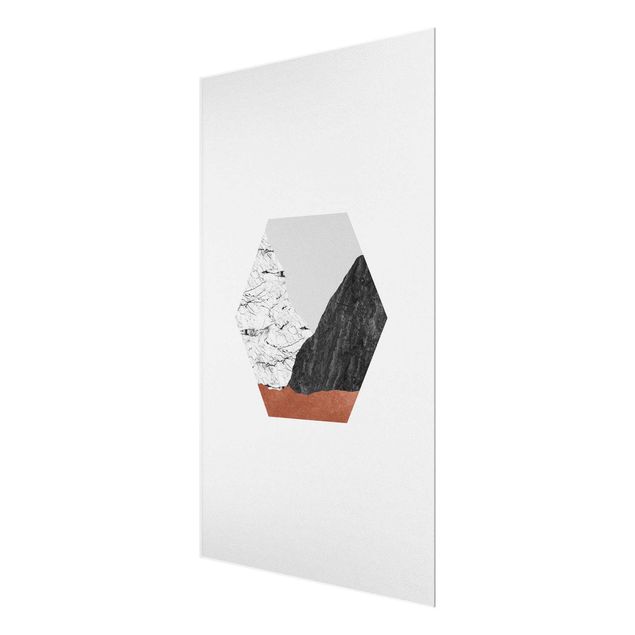 Glass print - Copper Mountains Hexagonal Geometry