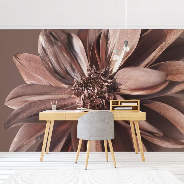 Wallpaper - Copper Golden Dahlia Dream