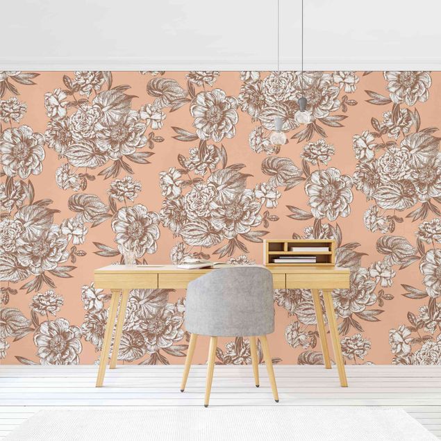 Wallpapers Copper Engraving Flower Bouquet