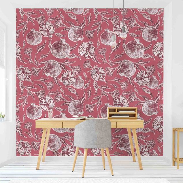 Wallpapers Copper Engraving Pomegranates