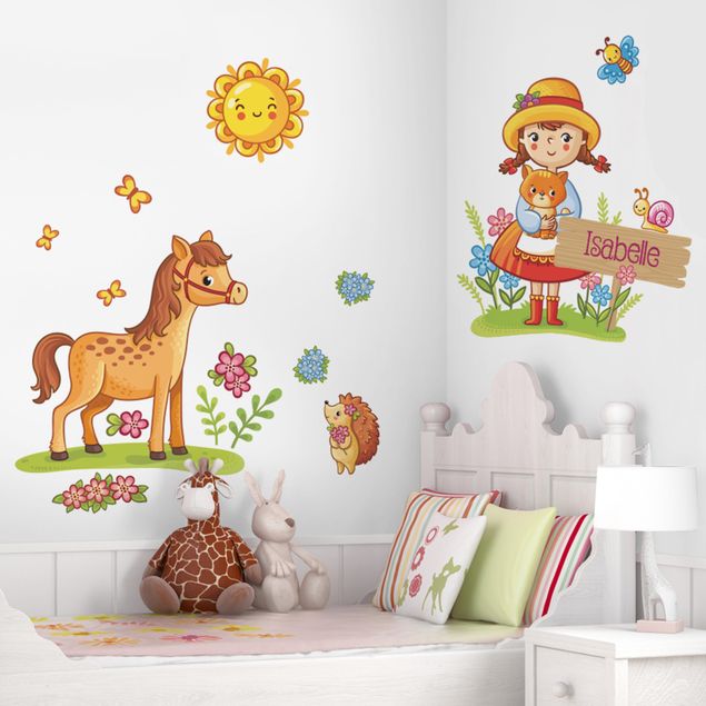 Wall stickers animals Country girl with desired name