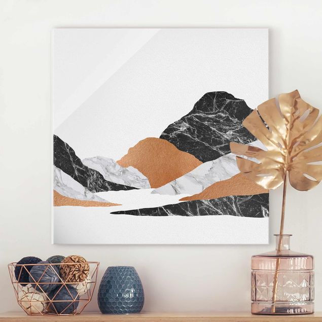 Magnettafel Glas Landscape In Marble And Copper II
