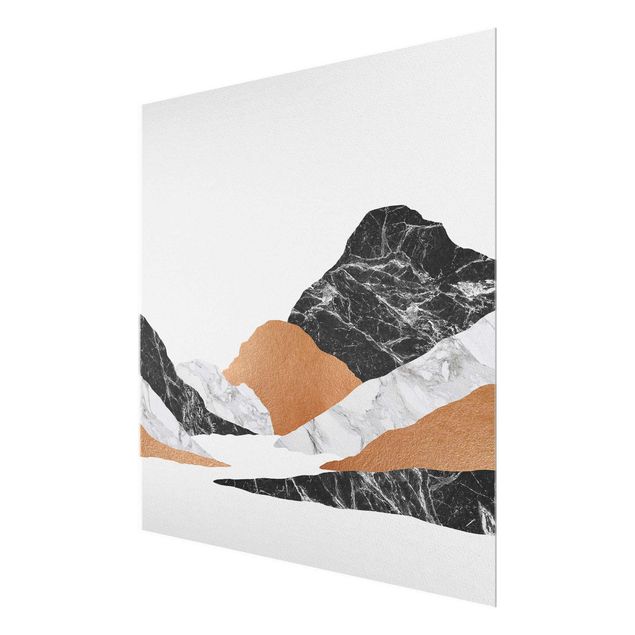Glass print - Landscape In Marble And Copper II