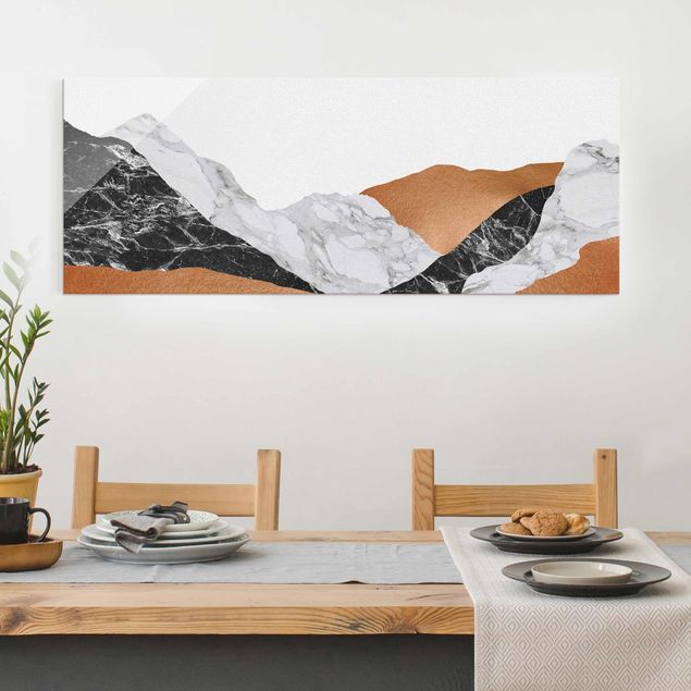 Magnettafel Glas Landscape In Marble And Copper