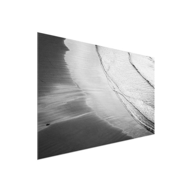 Glass print - Soft Waves On The Beach Black And White