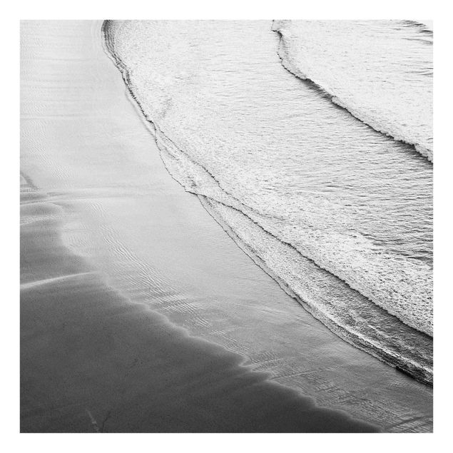 Glass print - Soft Waves On The Beach Black And White