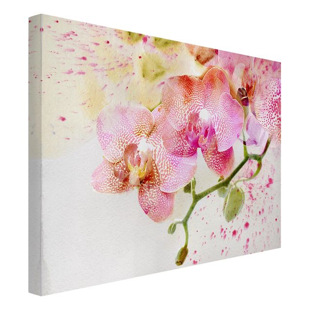 Print on canvas - Watercolour Flowers Orchids