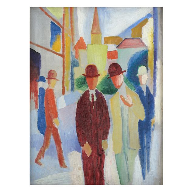 Print on canvas - August Macke - Bright Street with People