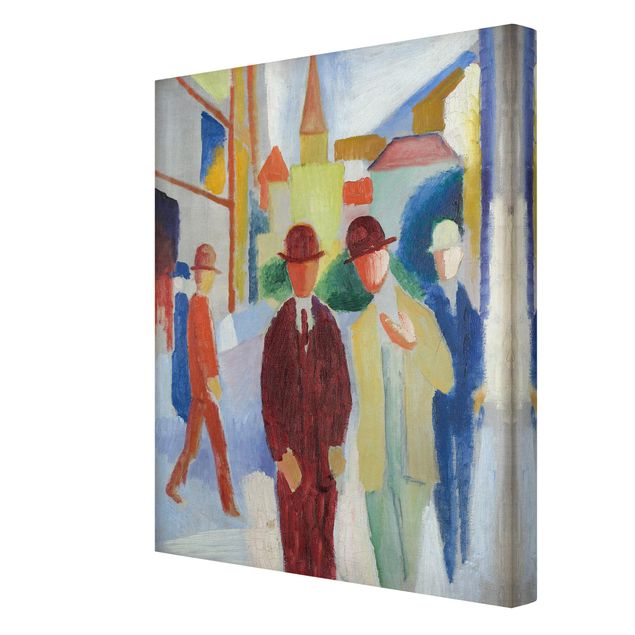 Print on canvas - August Macke - Bright Street with People