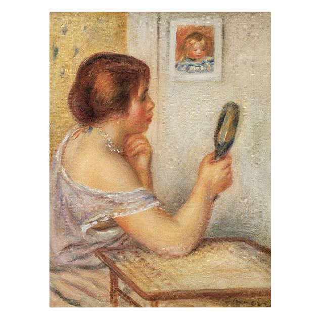 Print on canvas - Auguste Renoir - Gabrielle holding a Mirror or Marie Dupuis holding a Mirror with a Portrait of Coco