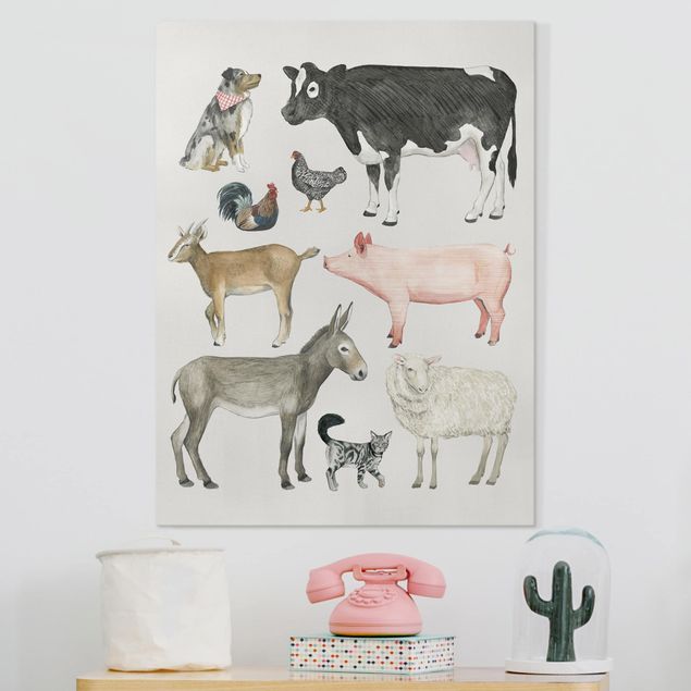 Print on canvas - Farm Animal Family I