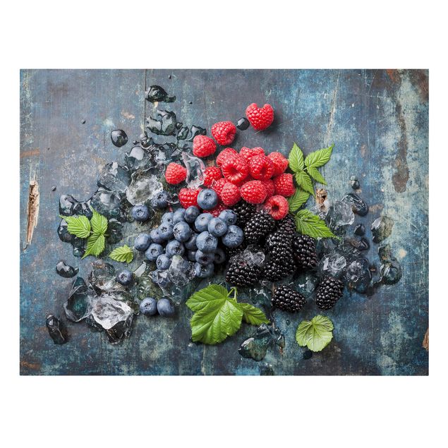 Print on canvas - Berry Mix With Ice Cubes Wood