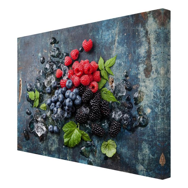 Print on canvas - Berry Mix With Ice Cubes Wood