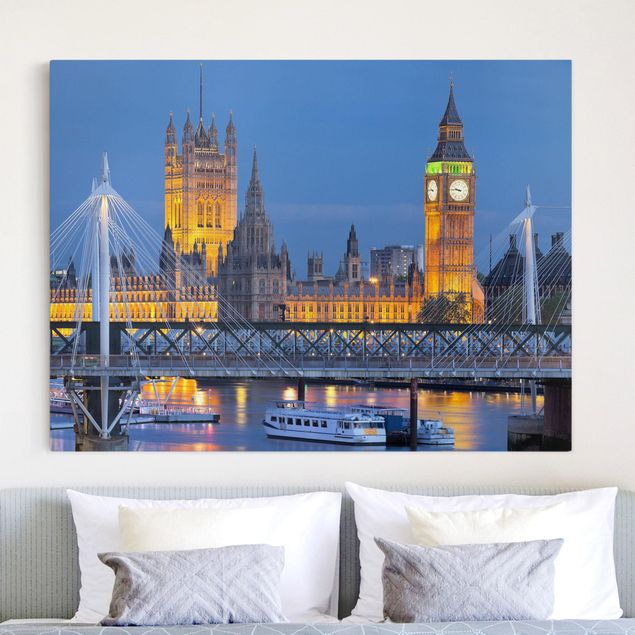 Print on canvas - Big Ben And Westminster Palace In London At Night