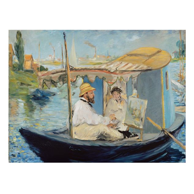 Print on canvas - Edouard Manet - Claude Monet Painting On His Studio Boat