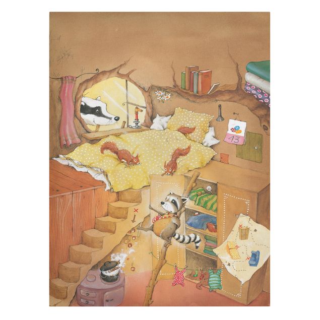 Print on canvas - Vasily Raccoon - Family Squirrel Needs Help