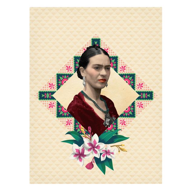 Print on canvas - Frida Kahlo - Flowers And Geometry