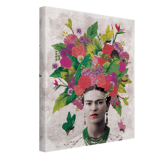 Print on canvas - Frida Kahlo - Flower Portrait