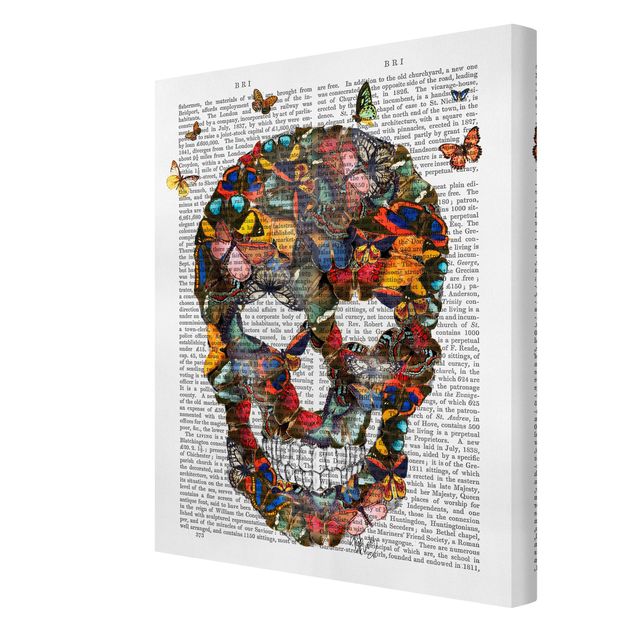 Print on canvas - Scary Reading - Butterfly Skull