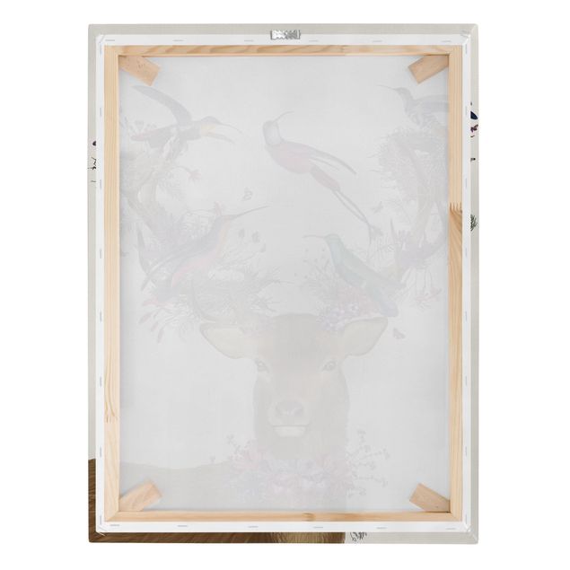 Print on canvas - Stag With Pigeons
