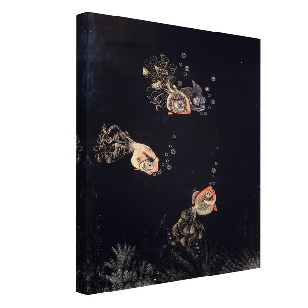 Print on canvas - Jean Dunand - Underwater Scene with red and golden Fish, Bubbles