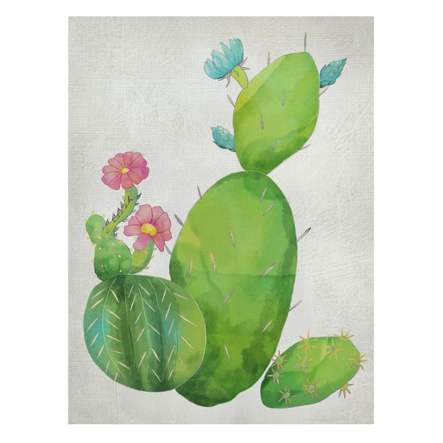 Print on canvas - Cactus Family In Pink And Turquoise