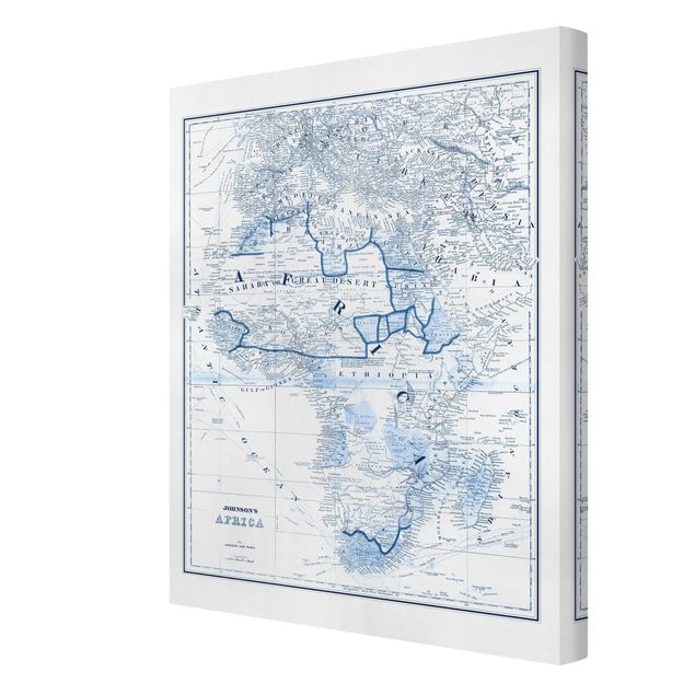 Print on canvas - Map In Blue Tones - Africa
