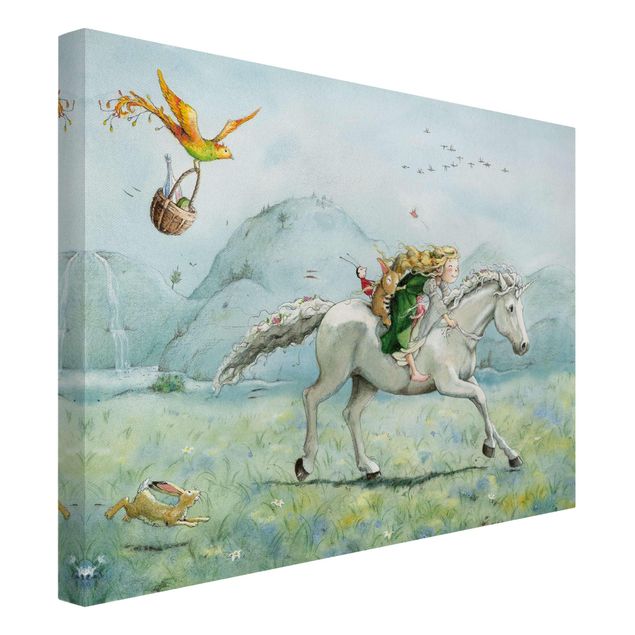 Print on canvas - Lilia the little Princess- On The Unicorn