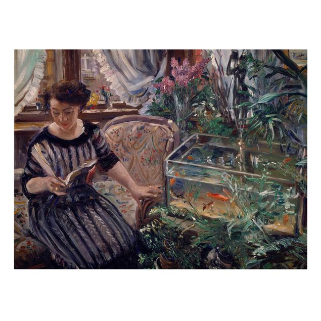 Print on canvas - Lovis Corinth - A Woman Reading Near A Goldfish Tank