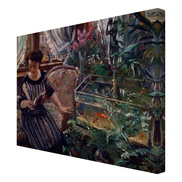 Print on canvas - Lovis Corinth - A Woman Reading Near A Goldfish Tank