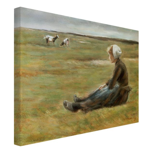 Print on canvas - Max Liebermann - Goat Herdess In Sand Dunes