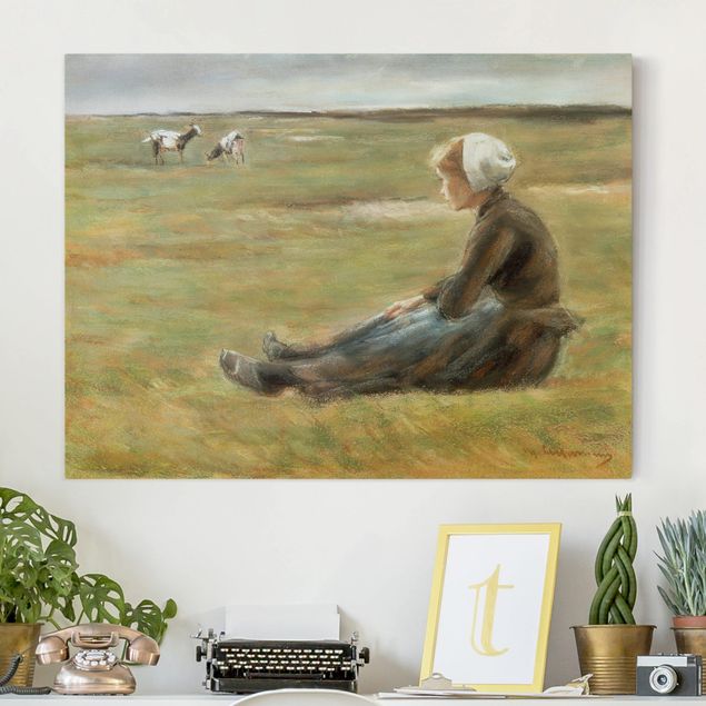 Print on canvas - Max Liebermann - Goat Herdess In Sand Dunes